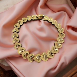 18k Gold plated Heart Link Necklace Elegant Design